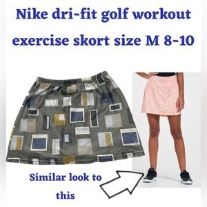 Nike dri-fit ladies golf workout exercise skort M 8-10 Geometric print blue tan